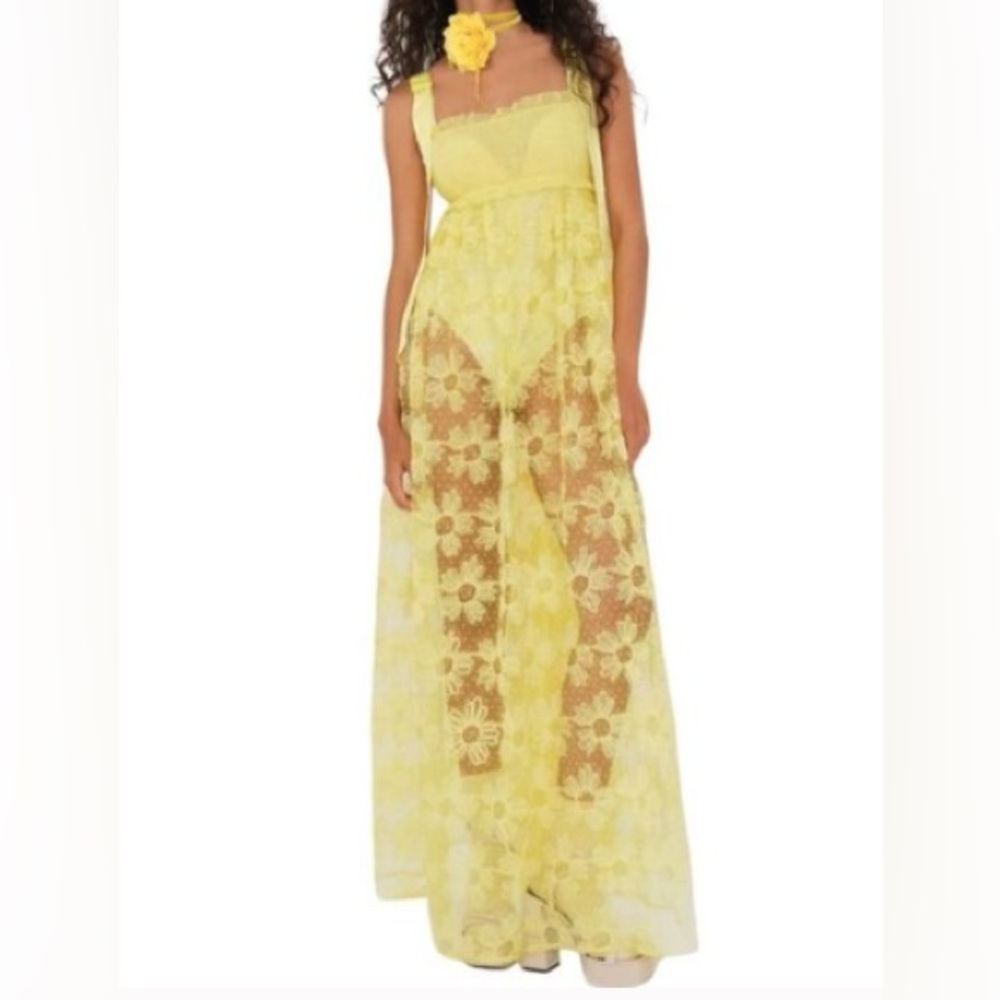 NWT For Love & Lemons Emma Maxi Dress in Yellow Sz XS SOLD OUT ONLINE